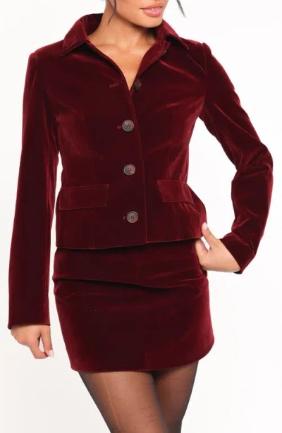 Petal And Pup Petal & Pup Lainey Crop Velvet Jacket In Burgundy