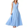Petal And Pup Petal & Pup Lainey Tie Strap Cotton & Linen Maxi Dress In Blue