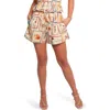 Petal And Pup Petal & Pup Lakely Mixed Print Cotton Drawstring Shorts In Brown