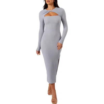 Petal And Pup Petal & Pup Laney Cutout Long Sleeve Body-con Maxi Dress In Gray