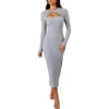 Petal And Pup Petal & Pup Laney Cutout Long Sleeve Body-con Maxi Dress In Gray