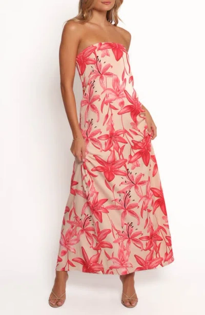 Petal And Pup Petal & Pup Lani Floral Strapless Maxi Dress In Pink