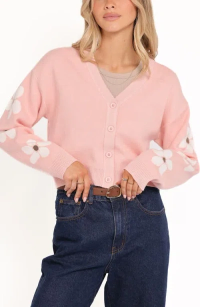 Petal And Pup Petal & Pup Lantana Flower Sleeve Crop Cardigan In Neutral