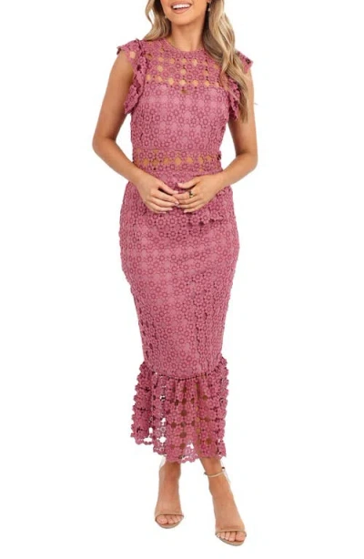 Petal And Pup Petal & Pup Lauren Lace Overlay Dress In Dark Rose