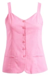 Petal And Pup Petal & Pup Laurent Cotton & Linen Button-up Top In Pink