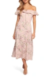 Petal And Pup Petal & Pup Lauryn Floral Off The Shoulder Midi Dress In Pink