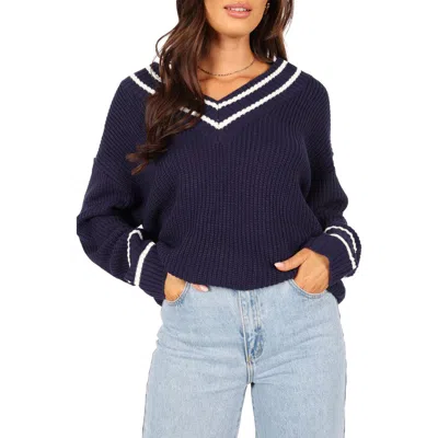 Petal And Pup Petal & Pup Leanna Stripe Trim Sweater In Blue