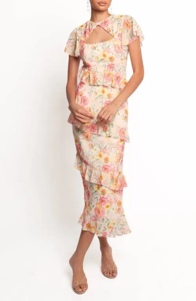 Petal And Pup Petal & Pup Leila Peony Flutter Sleeve Cocktail Dress In White