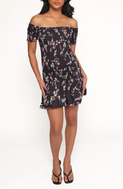 Petal And Pup Petal & Pup Lewis Smocked Off The Shoulder Minidress In Black