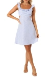 Petal And Pup Petal & Pup Libbie Stripe Cutout Cotton & Linen Minidress In Blue