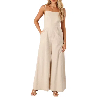 Petal And Pup Petal & Pup Lila Wide Leg Cotton & Linen Jumpsuit In Neutral
