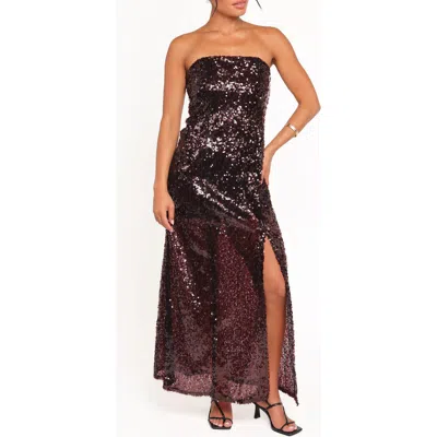 Petal And Pup Petal & Pup Liliane Sequin Strapless Maxi Dress In Brown