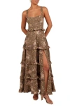 Petal And Pup Petal & Pup Lillee Tiered Maxi Dress In Brown