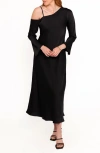 Petal And Pup Petal & Pup Lindra One-shoulder Long Sleeve Maxi Dress In Black