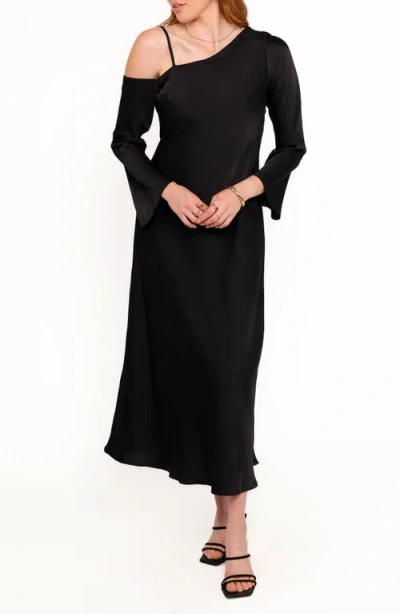 Petal And Pup Petal & Pup Lindra One-shoulder Long Sleeve Maxi Dress In Black