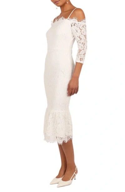 Petal And Pup Petal & Pup Lindy Lace Cold Shoulder Cocktail Midi Dress In White