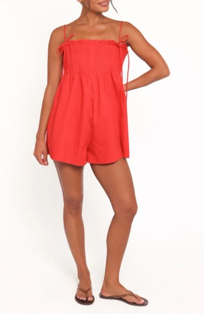 Petal And Pup Petal & Pup Liora Pleated Romper In Red