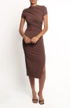Petal And Pup Petal & Pup Lioren Ruched Midi Dress In Brown