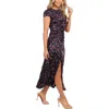 Petal And Pup Petal & Pup Lisbeth Floral Cap Sleeve Satin Midi Dress In Purple