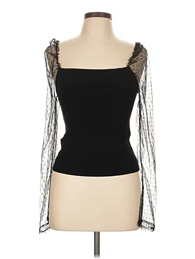 Pre-owned Petal And Pup Long Sleeve Top Black Sweetheart Neckline Tops