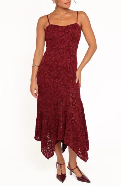 Petal And Pup Petal & Pup Lorde Embroidered Lace Midi Dress In Burgundy