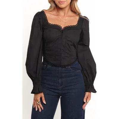 Petal And Pup Petal & Pup Lorelei Cotton Corset Top In Black