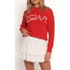 Petal And Pup Petal & Pup Love Embroidered Graphic Crewneck Sweater In Red