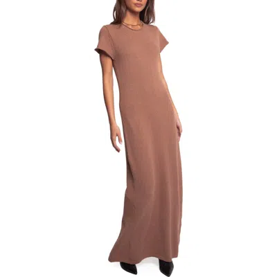 Petal And Pup Petal & Pup Lowell Short Sleeve Knit Maxi Sweater Dress In Brown