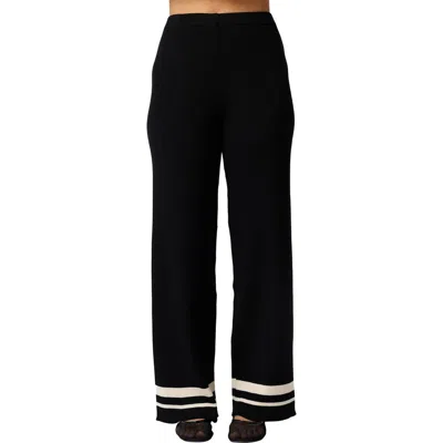 Petal And Pup Petal & Pup Lowell Stripe Wide Leg Rib Pants In Black