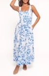 Petal And Pup Petal & Pup Lowen Floral Princess Seam Maxi Dress In Blue