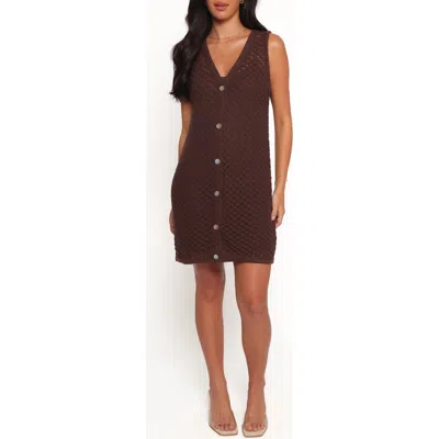 Petal And Pup Petal & Pup Luan Pointelle Stitch Cotton Minidress In Brown