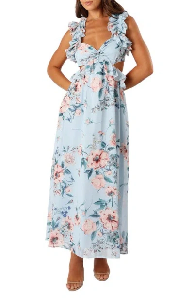 Petal And Pup Petal & Pup Lucah Floral Print Ruffle Dress In Blue