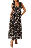 Petal And Pup Petal & Pup Lucah Floral Ruffle Maxi Dress In Black