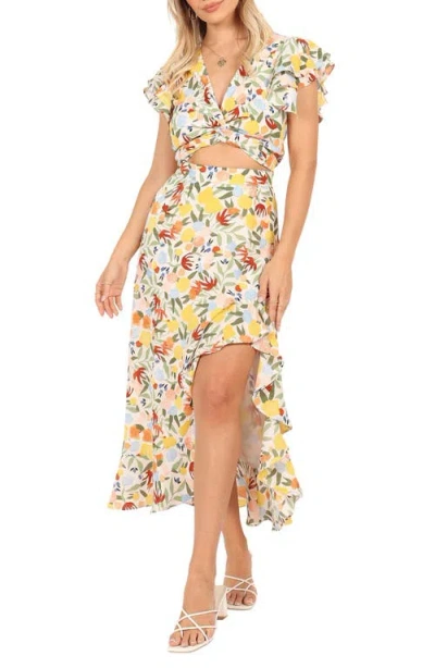 Petal And Pup Petal & Pup Lucia Floral Crop Top & Asymmetric Midi Skirt Set In Multi