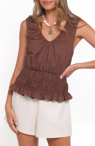 Petal And Pup Petal & Pup Lucilla Shirred Top In Brown