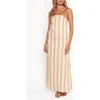 Petal And Pup Petal & Pup Luisa Stripe Strapless Cotton Maxi Dress In Brown