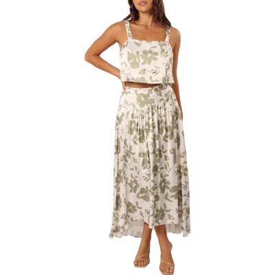Petal And Pup Petal & Pup Lulu Floral Crop Tank Top & Maxi Skirt Set In Sage Floral