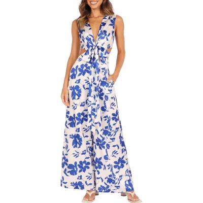 Petal And Pup Petal & Pup Lulu Floral Print Wide Leg Jumpsuit In Blue