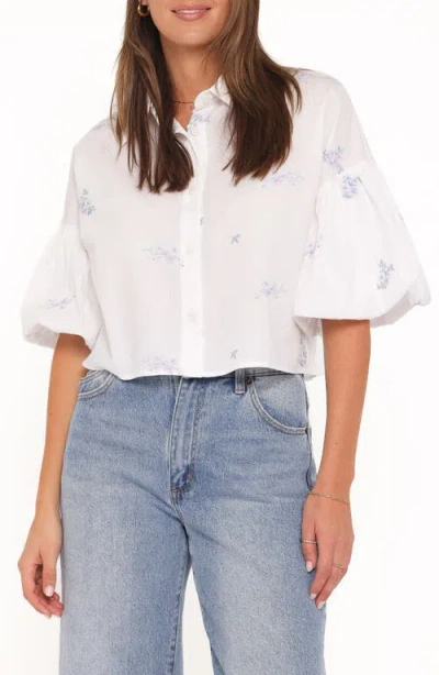 Petal And Pup Petal & Pup Luneth Embroidered Puff Sleeve Shirt In White