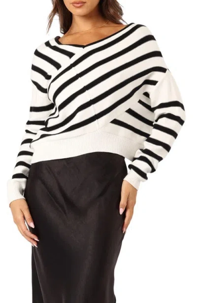 Petal And Pup Petal & Pup Lynette Crisscross Stripe Sweater In Black