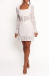 Petal And Pup Petal & Pup Lyra Ruffle & Lace Long Sleeve Minidress In White
