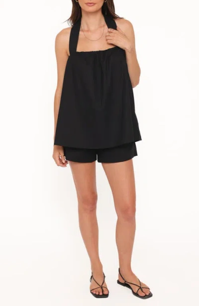 Petal And Pup Petal & Pup Lysandra Cotton & Linen Halter Top & Shorts Set In Black