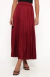 Petal And Pup Petal & Pup Lysandra Pleated Satin Maxi Skirt In Burgundy