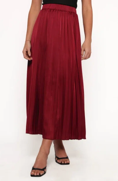 Petal And Pup Petal & Pup Lysandra Pleated Satin Maxi Skirt In Burgundy