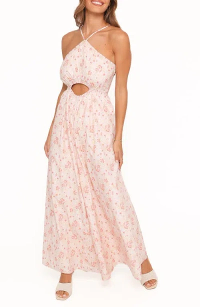 Petal And Pup Petal & Pup Madeira Floral Cutout Halter Neck Jumpsuit In Pink