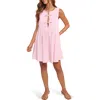 Petal And Pup Petal & Pup Madeline Pintuck Tie Front Minidress In Pink