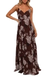 Petal And Pup Petal & Pup Madilyn Print Sleeveless Maxi Dress In Brown