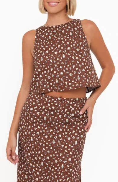 Petal And Pup Petal & Pup Madison Floral Crop Tank In Brown