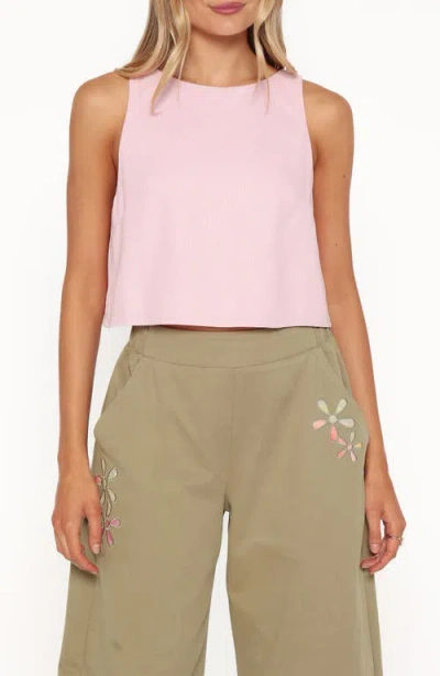 Petal And Pup Petal & Pup Madison Linen Blend Cropped Tank In Pink