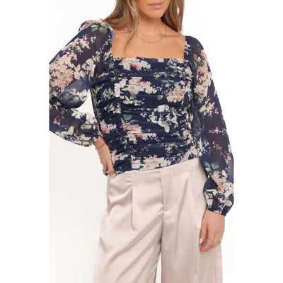 Petal And Pup Petal & Pup Maia Floral Ruched Top In Blue